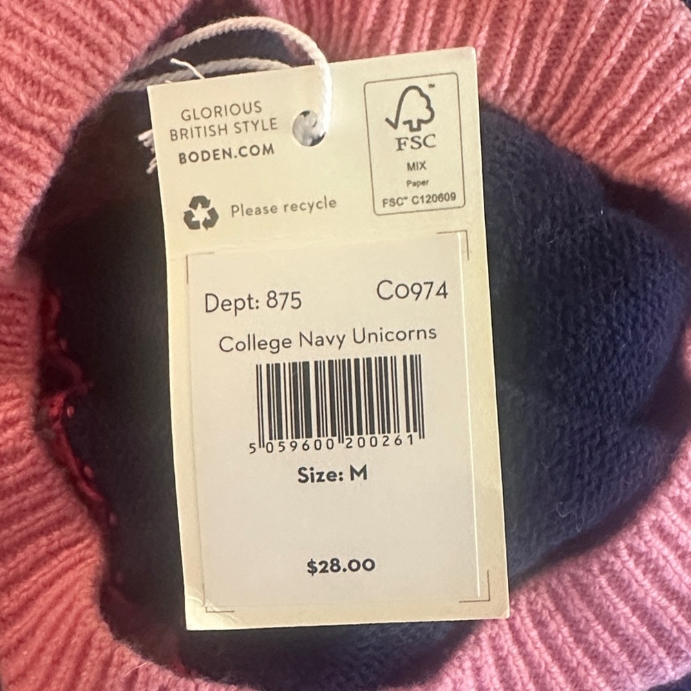 Boden College Navy Unicorn Knit Hat for Kids NWT - Picture 5 of 8